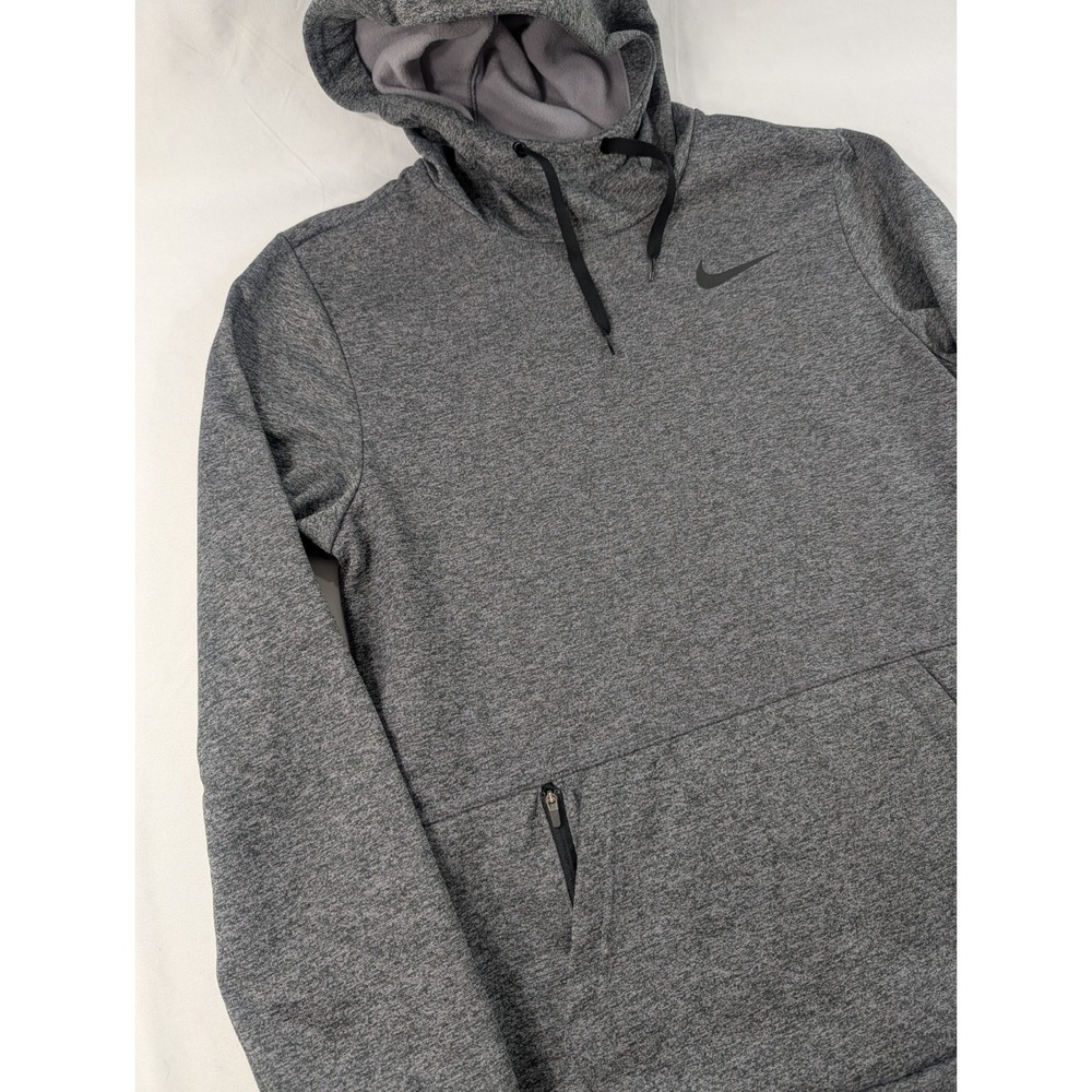 Nike Therma Fit Heathered Hoodie Men's size S Gray Swoosh Logo Pullover Stash